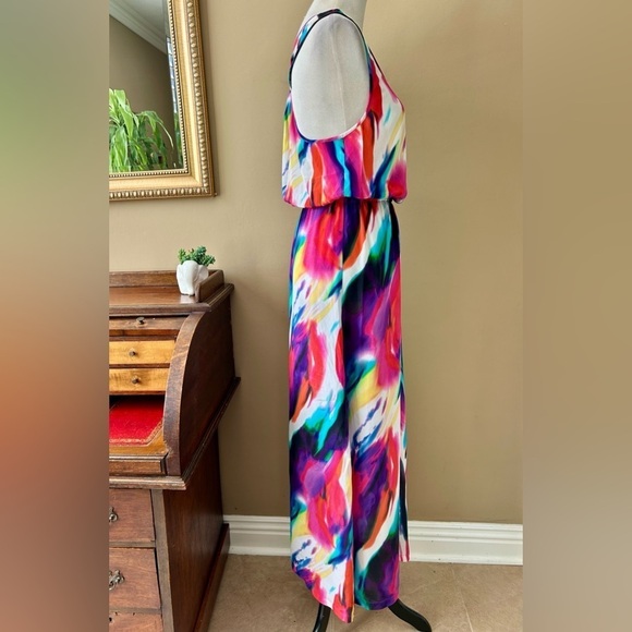 Seafolly Watercolor Silk Maxi Dress Limited Edition Rainbow Multicolor Colorful - Picture 6 of 11